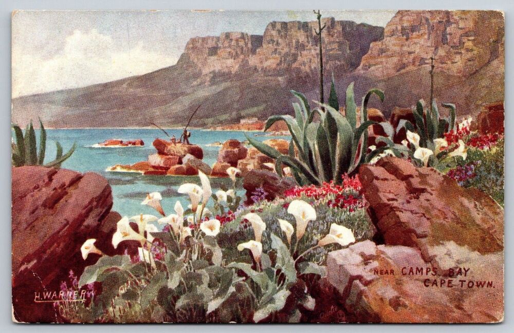 Vtg Postcard Cape Town South Africa Camps Bay Oilette Tuck & Sons Warner 7551
